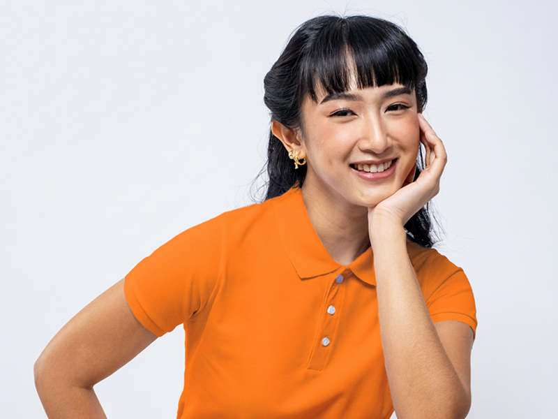 Woman wearing orange Lifeline shirt