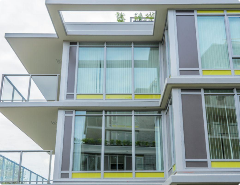 Modern residential building with aluminum windows