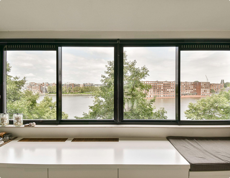 Dwellsmith aluminum windows in a modern interior